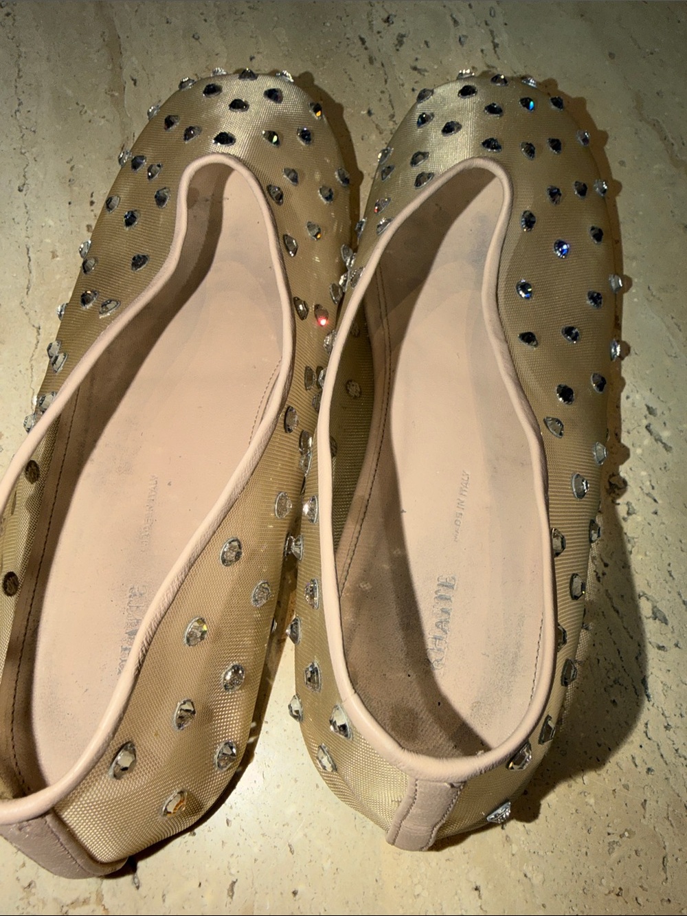 Embellished Nude Mesh Ballet Flats - Picture 4 of 5
